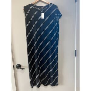 NWT Diagonal Striped comfortable Grunge Goth cut dress asymmetrical sleeve Sz-M